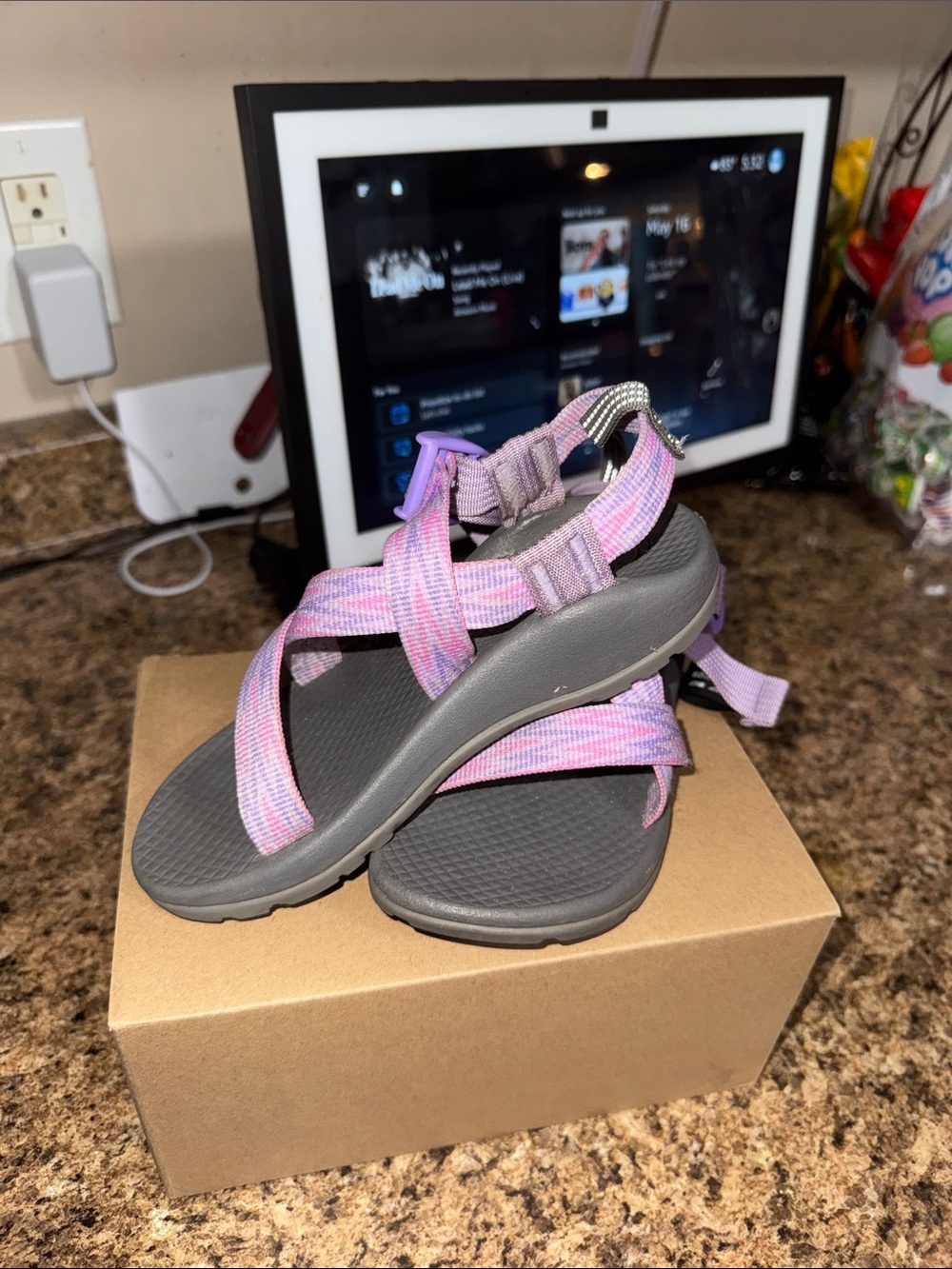 Chaco Kids Adjustable Sandals in Pink and Purple